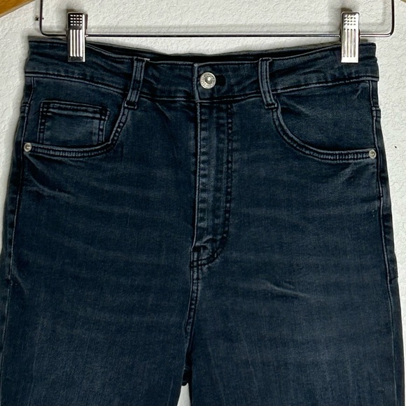 Zara Faded Black Mid Rise‎ Slim Fit Jeans With Stretch  Sz 8 - Picture 5 of 7